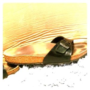 Madrid-style BIRKENSTOCKS with glossy black finish